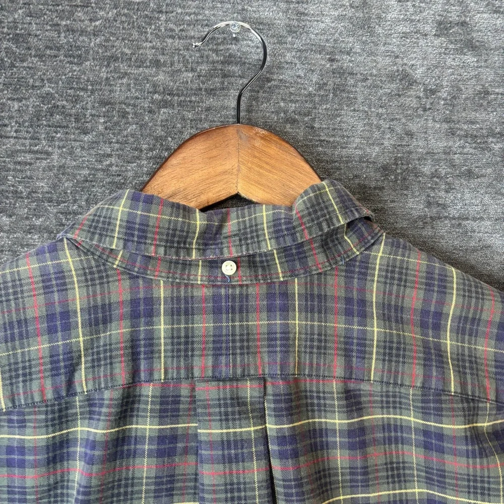 Polo Ralph Lauren Mens Classic Fit Plaid Button Down Shirt Green Navy Red Size M